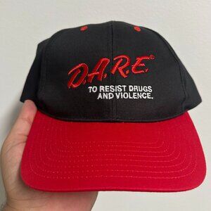 Vintage 90s DARE Snapback Hat Adult Black Red